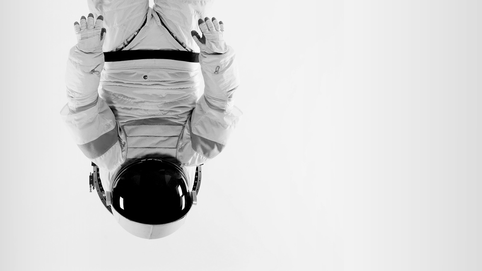 An astronaut oriented upside-down