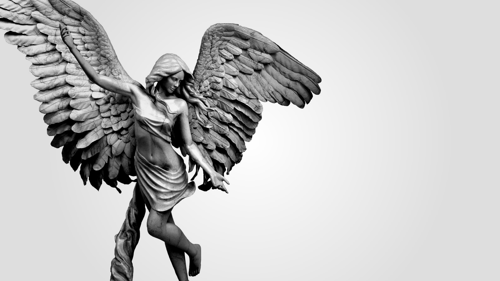 A marble statue of a scantily-clad angel